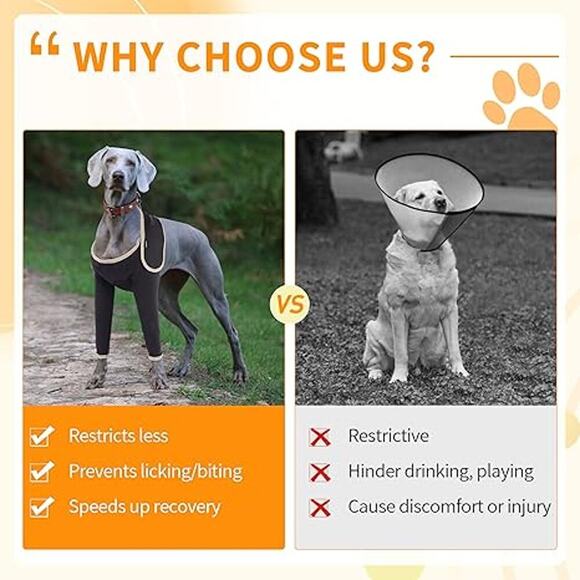 NEW Dog Size XS Recovery Front Leg Sleeve Prevents Licking Cone Alternative - Picture 3 of 6